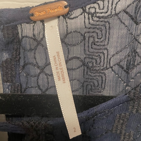 Free People Wherever You Go Mini Dress Black and Navy Lace with Pockets - Picture 4 of 6